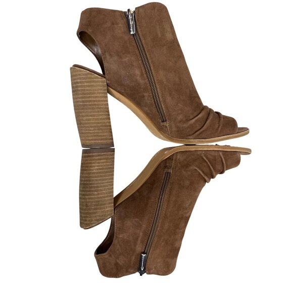 Vince Camuto Brown Studded Peep Toe Booties Women’s 10 - Picture 8 of 14